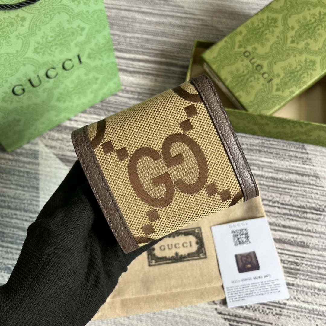 Gucci 658635 Original Brown leather bamboo wallet