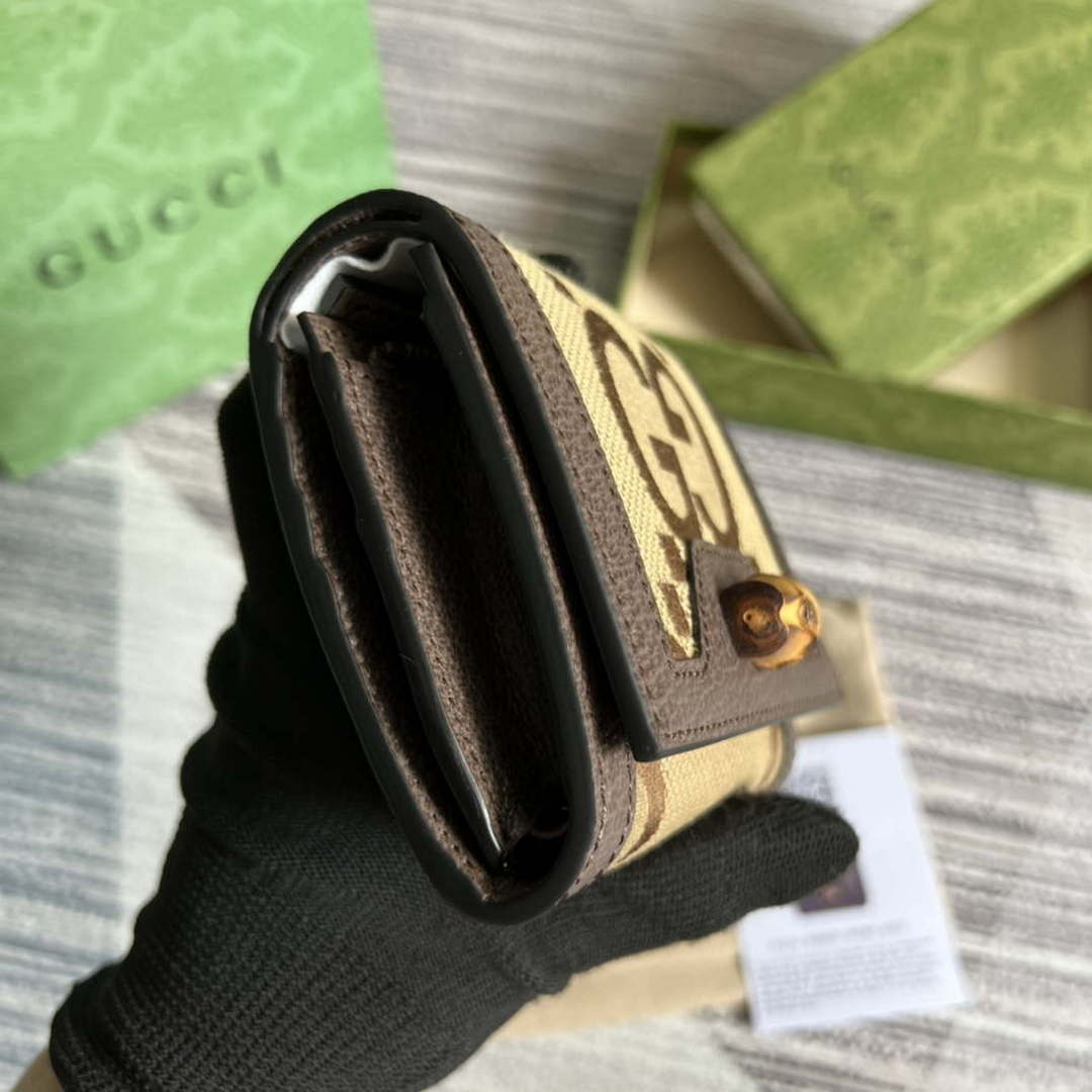 Gucci 658635 Original Brown leather bamboo wallet - Default Title - View 3