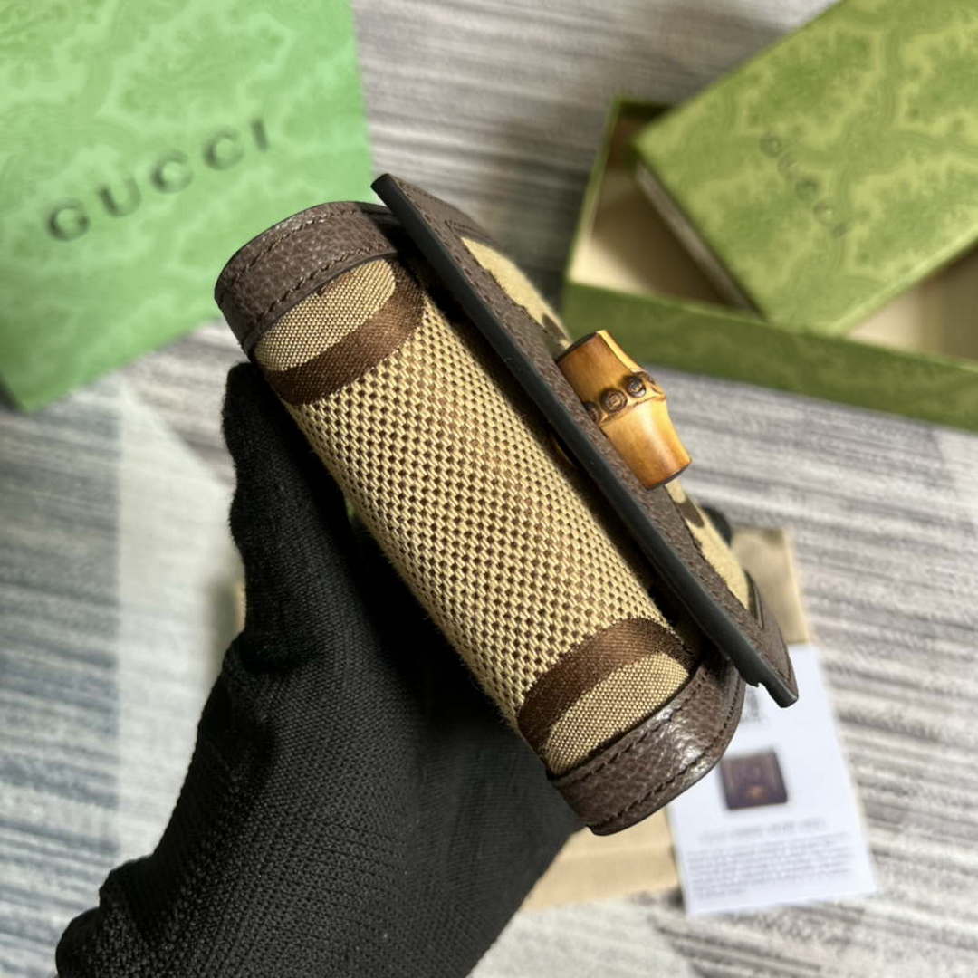 Gucci 658635 Original Brown leather bamboo wallet - Default Title - View 4