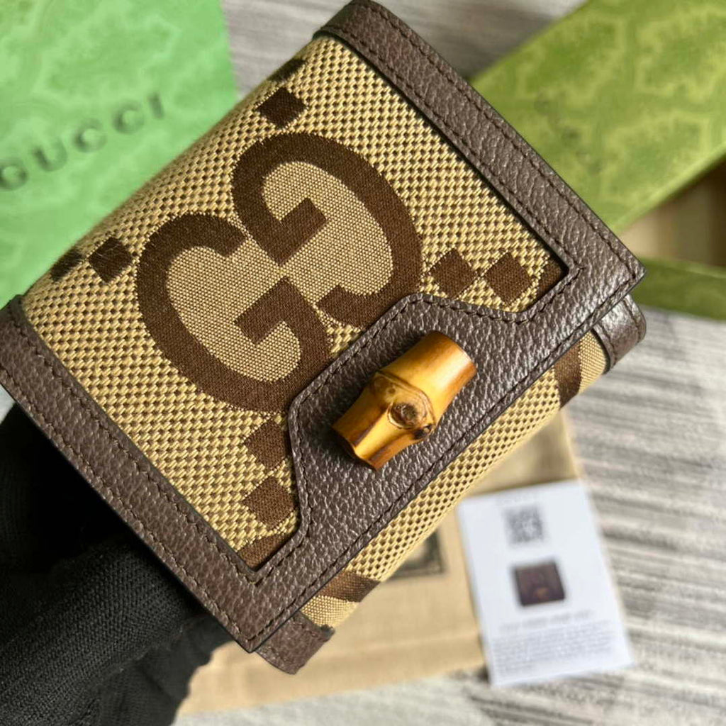 Gucci 658635 Original Brown leather bamboo wallet