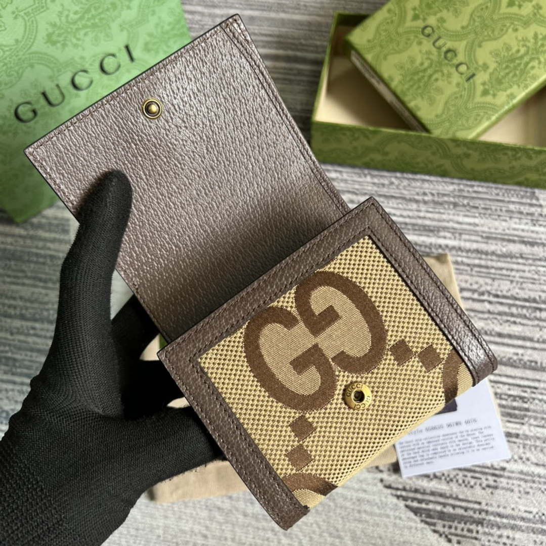 Gucci 658635 Original Brown leather bamboo wallet