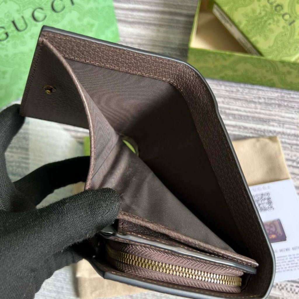 Gucci 658635 Original Brown leather bamboo wallet