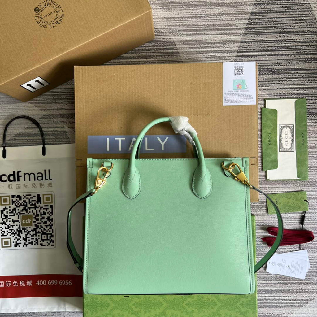 Gucci 659983 Bananya Print Small Tote Pale green