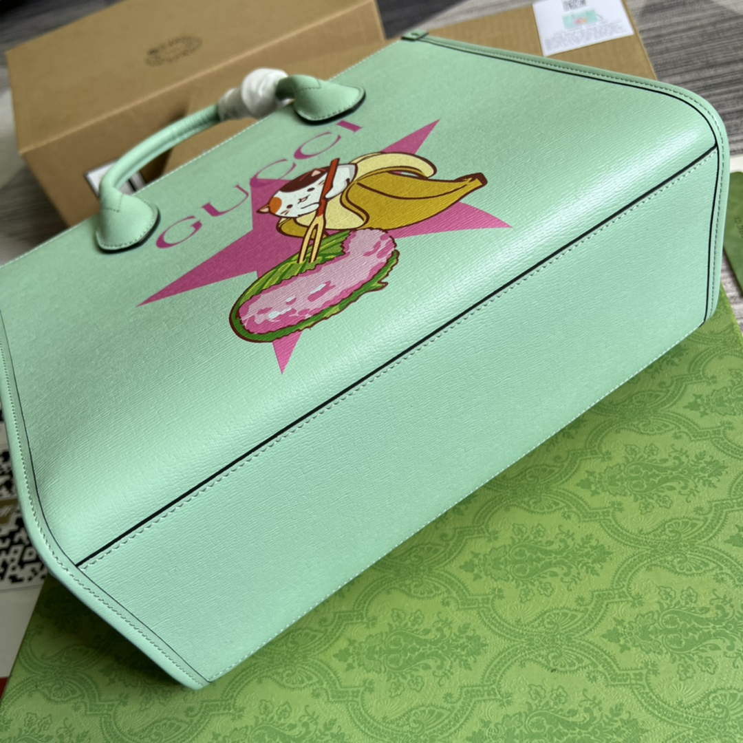 Gucci 659983 Bananya Print Small Tote Pale green - Default Title - View 5