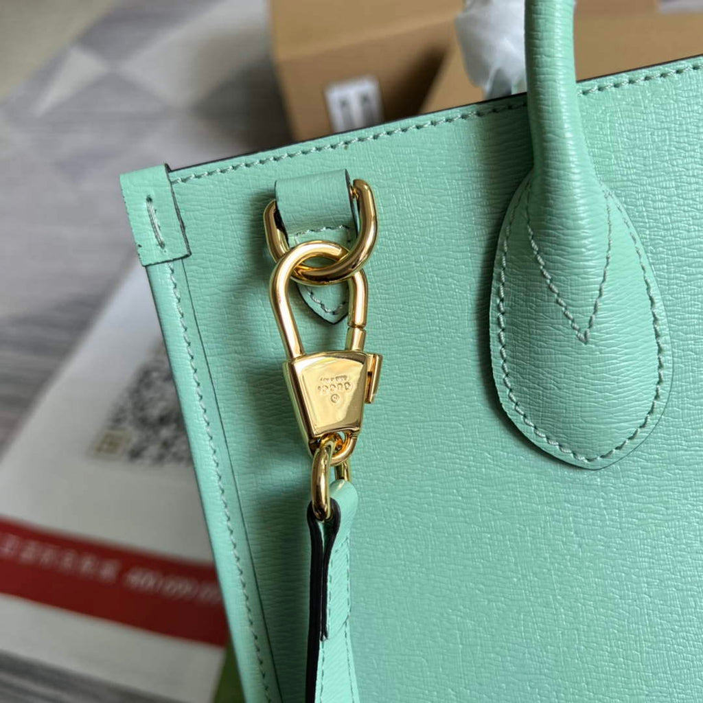 Gucci 659983 Bananya Print Small Tote Pale green