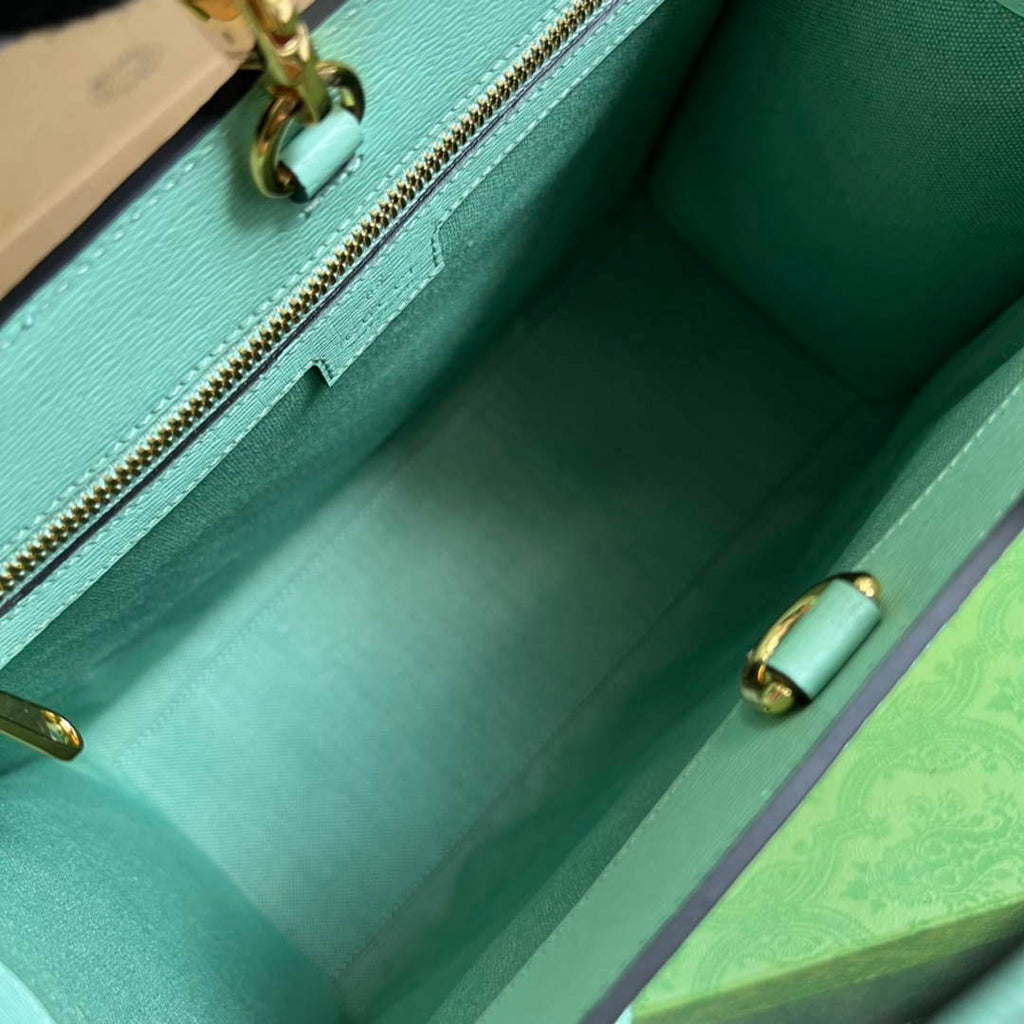 Gucci 659983 Bananya Print Small Tote Pale green