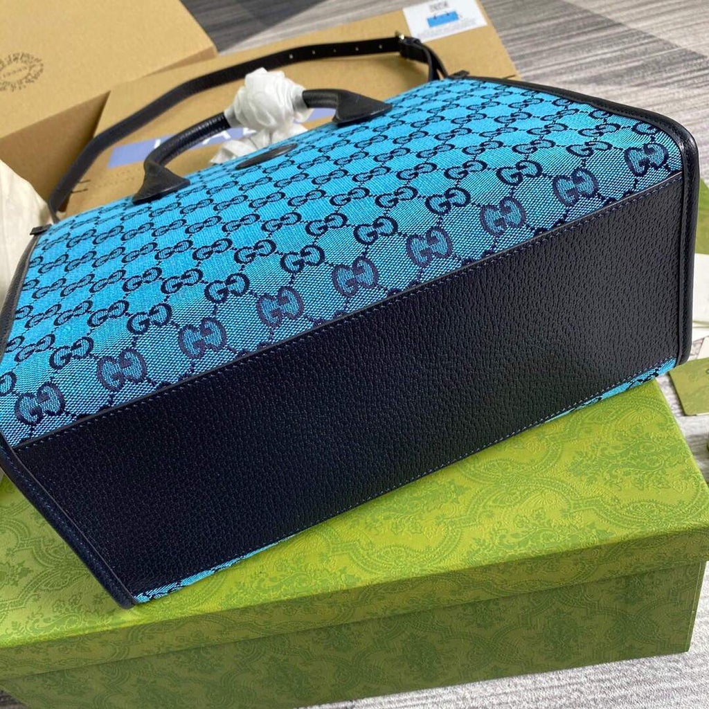 Gucci 659983 GG Multicolour Small Tote Bag Blue