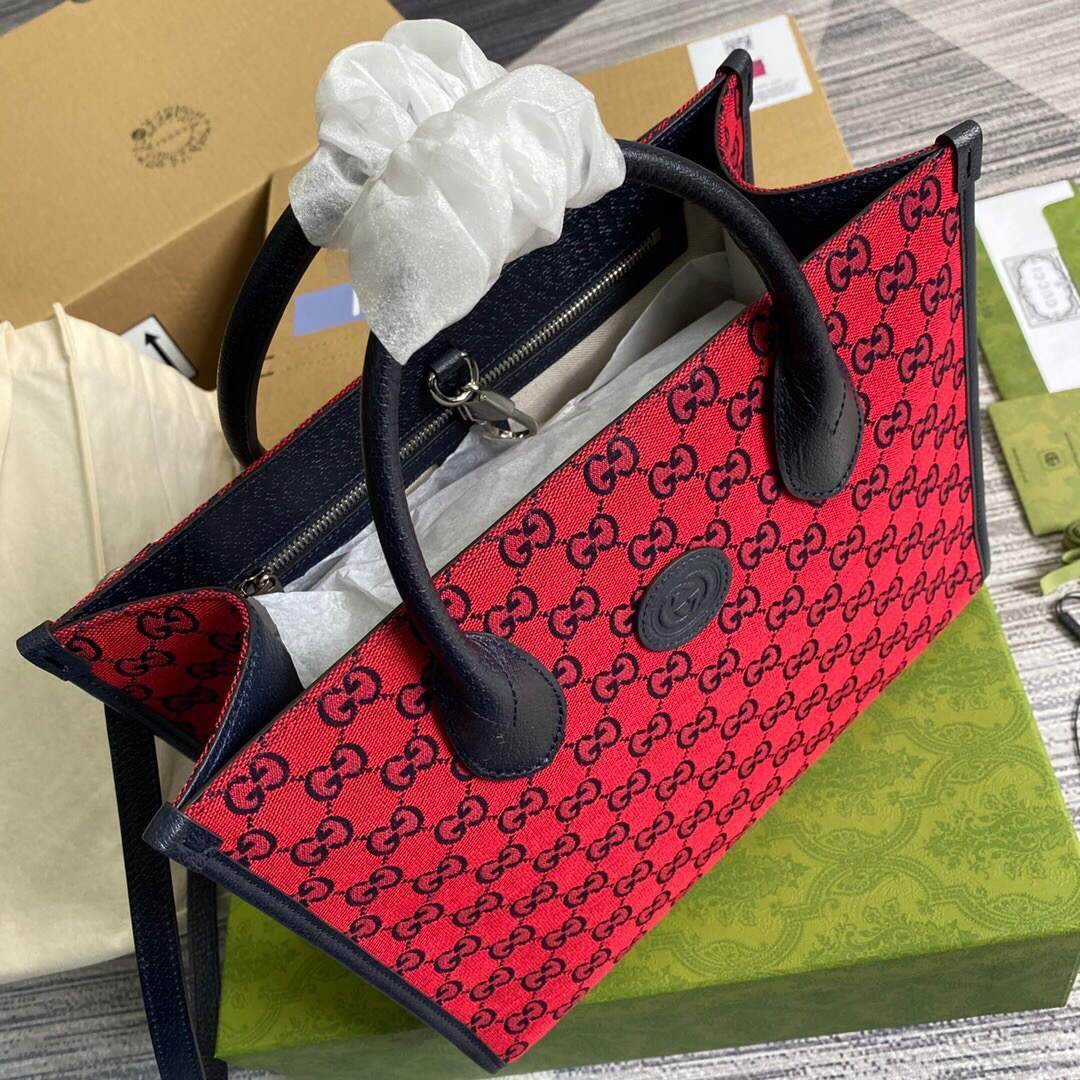 Gucci 659983 GG Multicolour Small Tote Bag Red