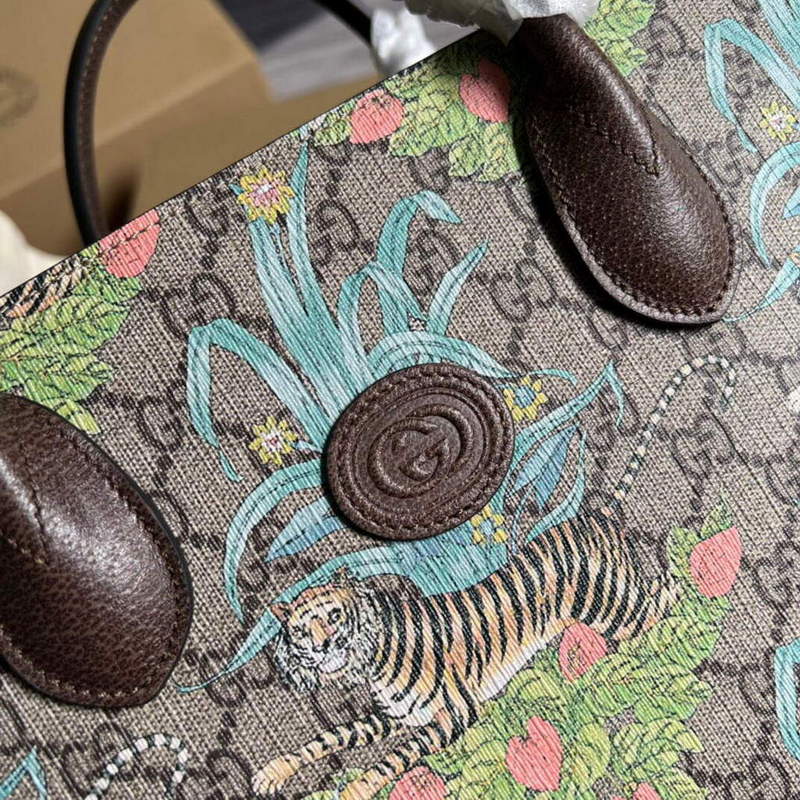 Gucci 659983 GG Small Tote Bag Brown Blue