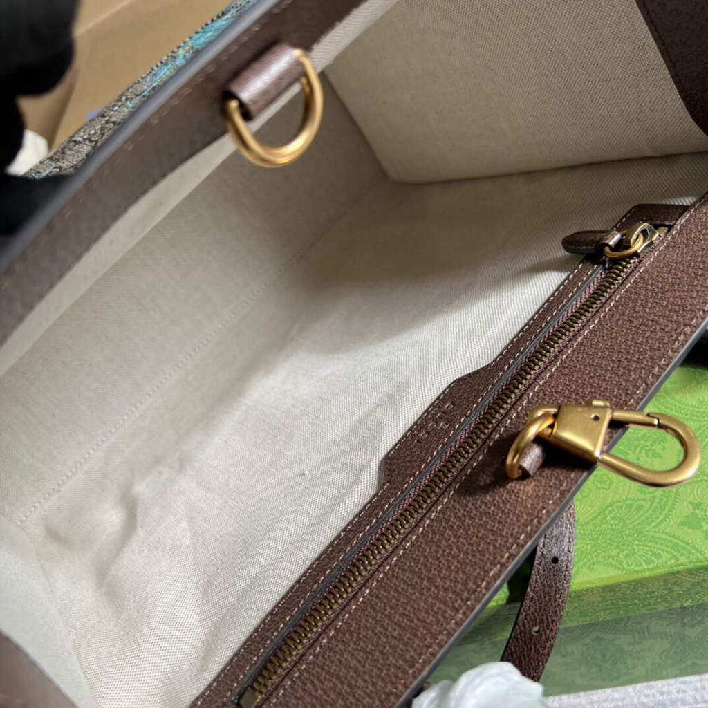 Gucci 659983 GG Small Tote Bag Brown Blue