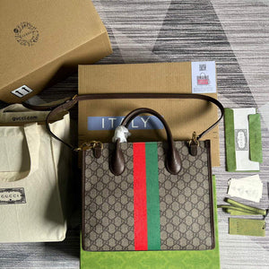 Gucci 659983 GG Small Tote Bag Brown Red - Default Title - View 2