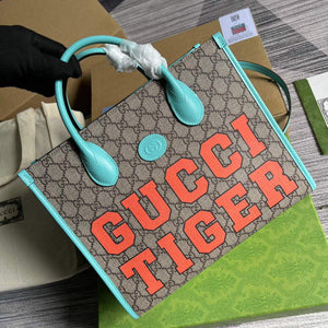 Gucci 659983 GG Small Tote Bag Blue Orange - Default Title - View 4