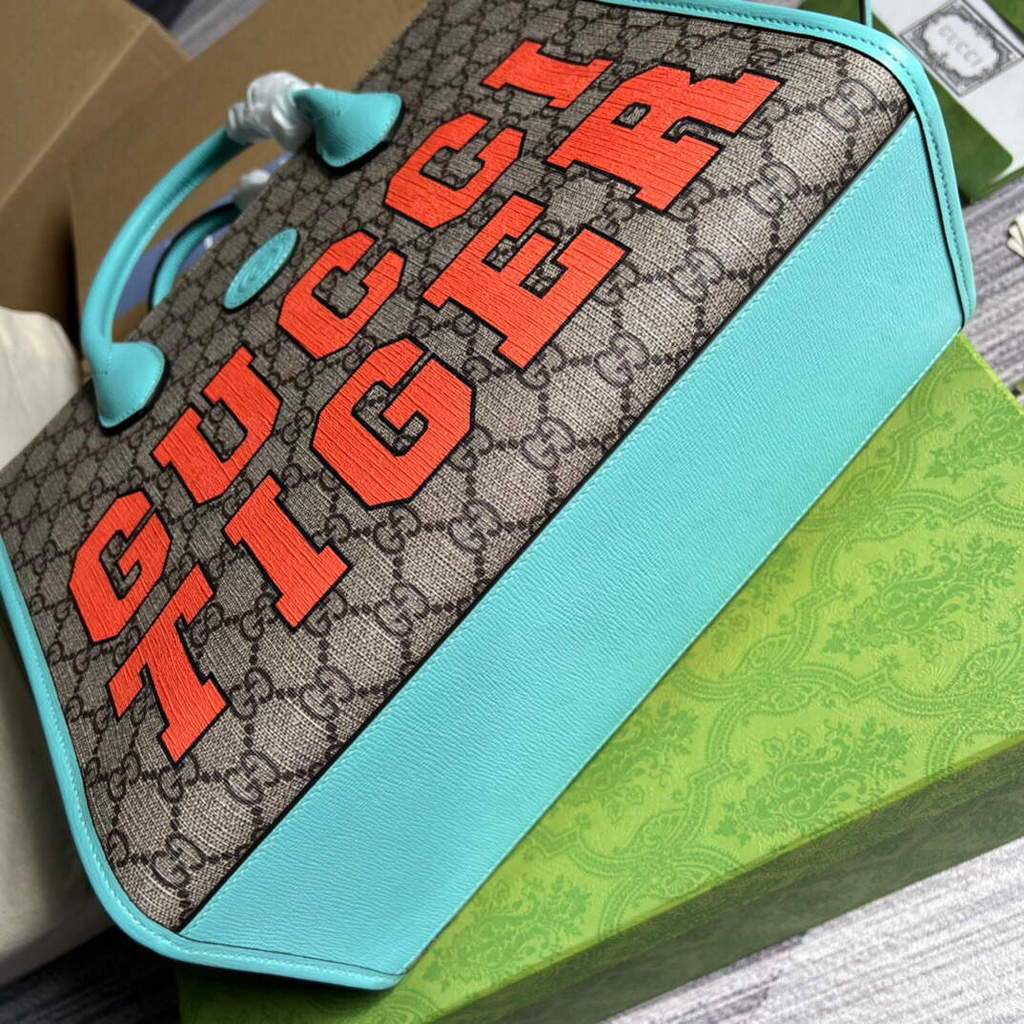 Gucci 659983 GG Small Tote Bag Blue Orange