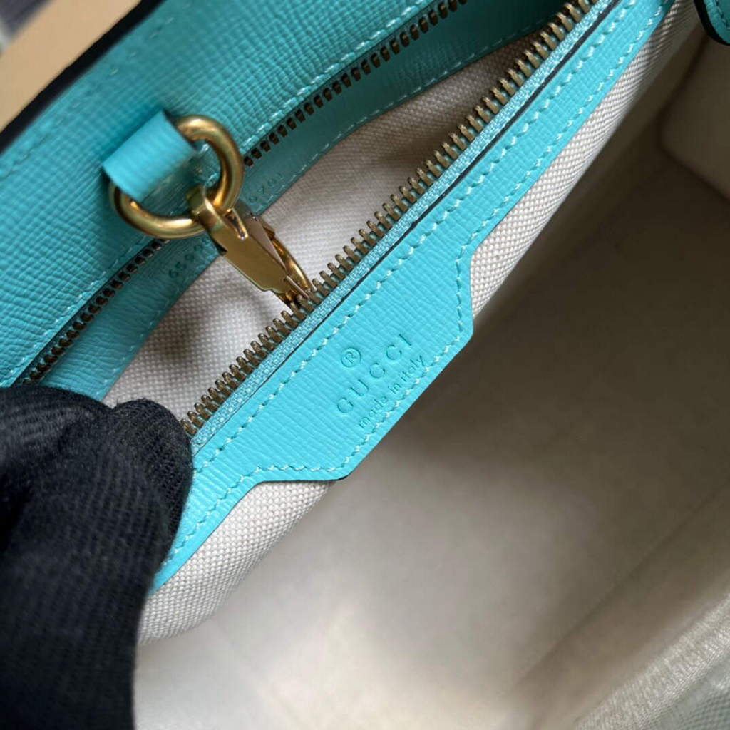 Gucci 659983 GG Small Tote Bag Blue Orange