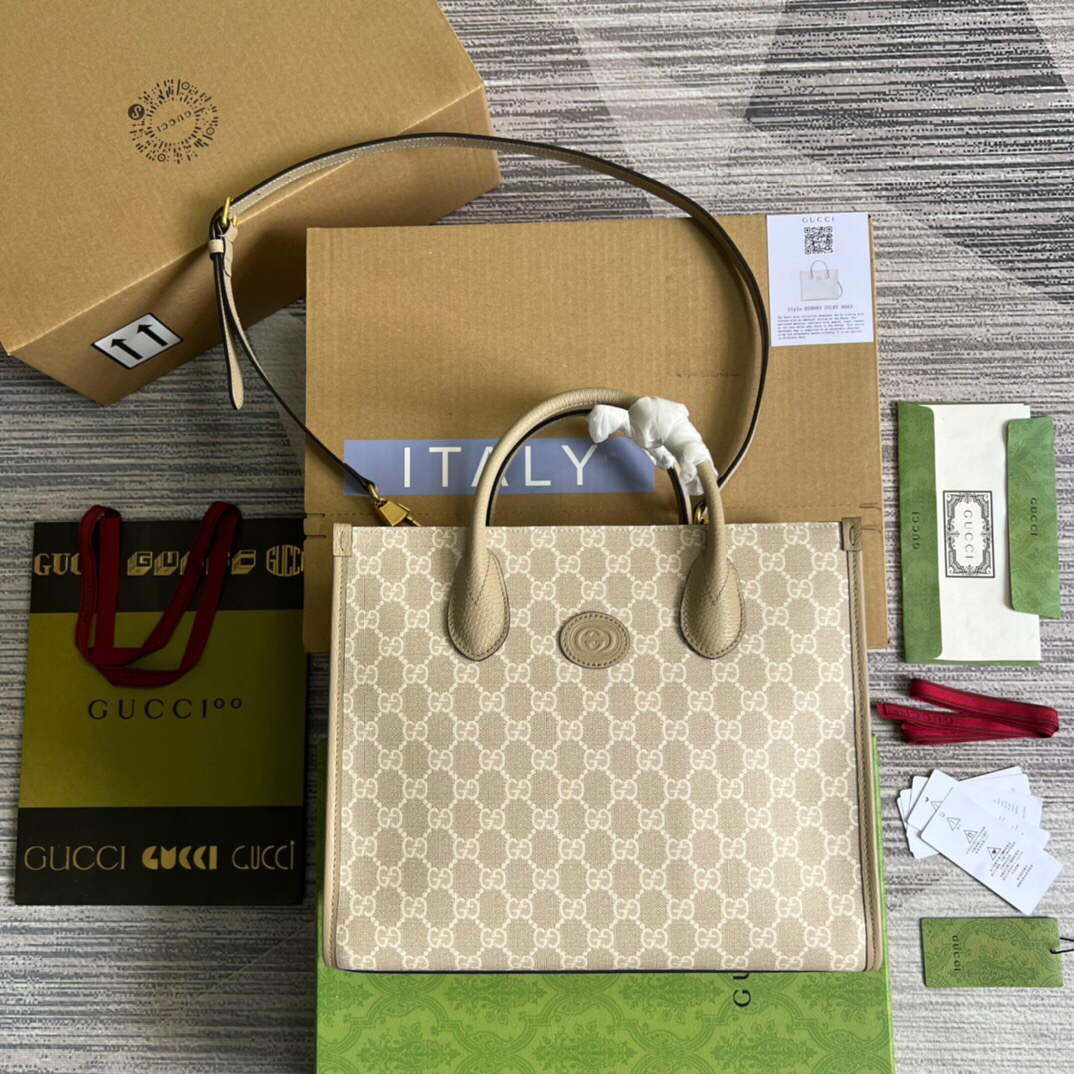 Gucci 659983 GG Small Tote Bag Beige - Default Title - View 1
