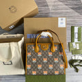 Gucci 660531 GG KAI Cooperation Teddy Bear Tote Bag Tan - luxibagsmall