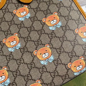 Gucci 660531 GG KAI Cooperation Teddy Bear Tote Bag Tan - luxibagsmall
