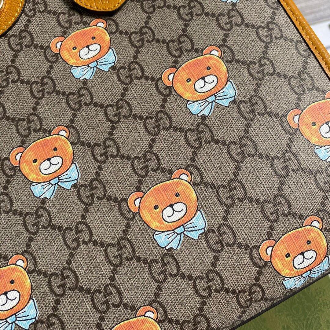 Gucci 660531 GG KAI Cooperation Teddy Bear Tote Bag Tan - luxibagsmall