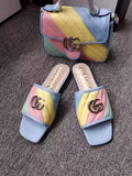 Gucci 663879 Online Exclusive Sandal With Double G Leather Blue - luxibagsmall
