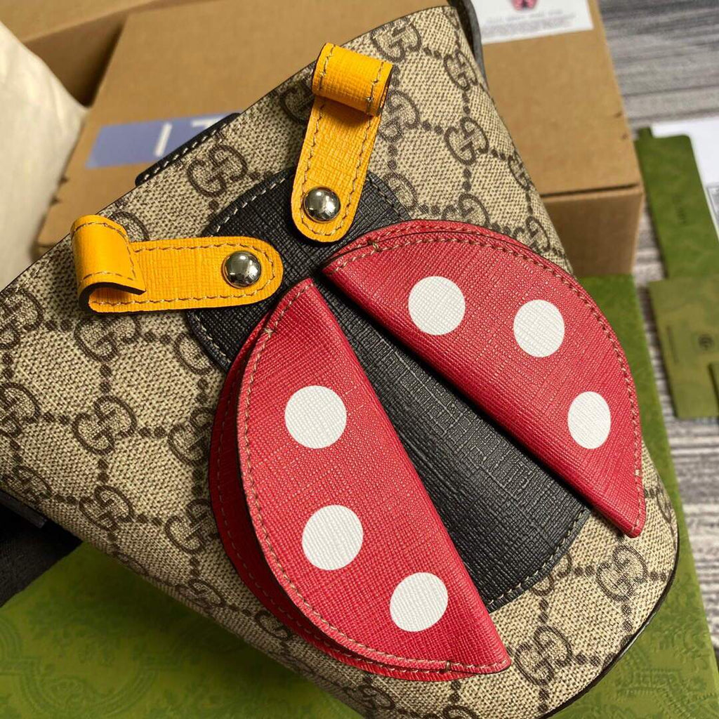 Gucci 666277 Children's Ladybug Bucket Bag Brown