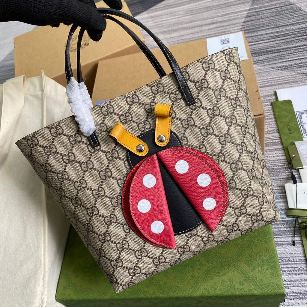Gucci 666288 Ladybug Tote Bag Brown