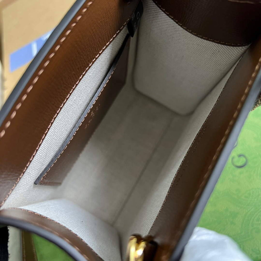 Gucci 671623 Mini Tote Bag With Lnterlocking G Brown