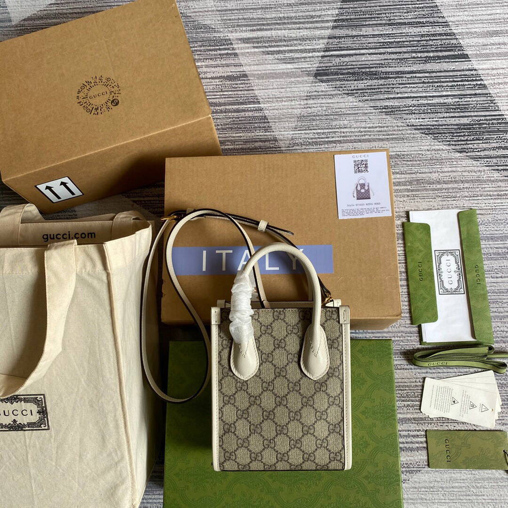 Gucci 671623 Mini Tote Bag With Lnterlocking G White