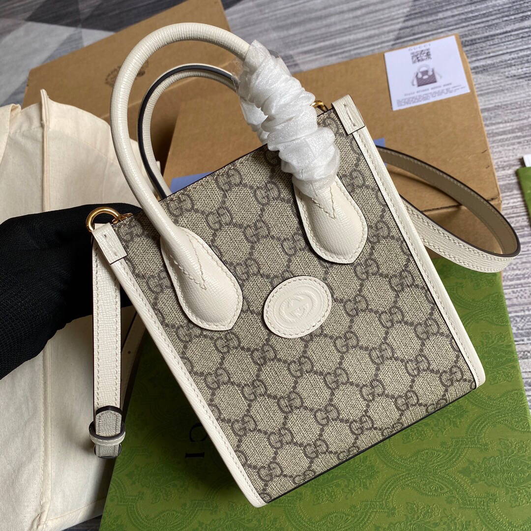 Gucci 671623 Mini Tote Bag With Lnterlocking G White