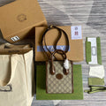 Gucci 671623 Mini Tote Bag With Lnterlocking G Brown - Default Title - View 1