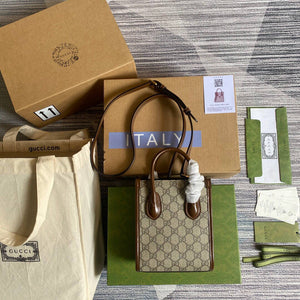 Gucci 671623 Mini Tote Bag With Lnterlocking G Brown - Default Title - View 2