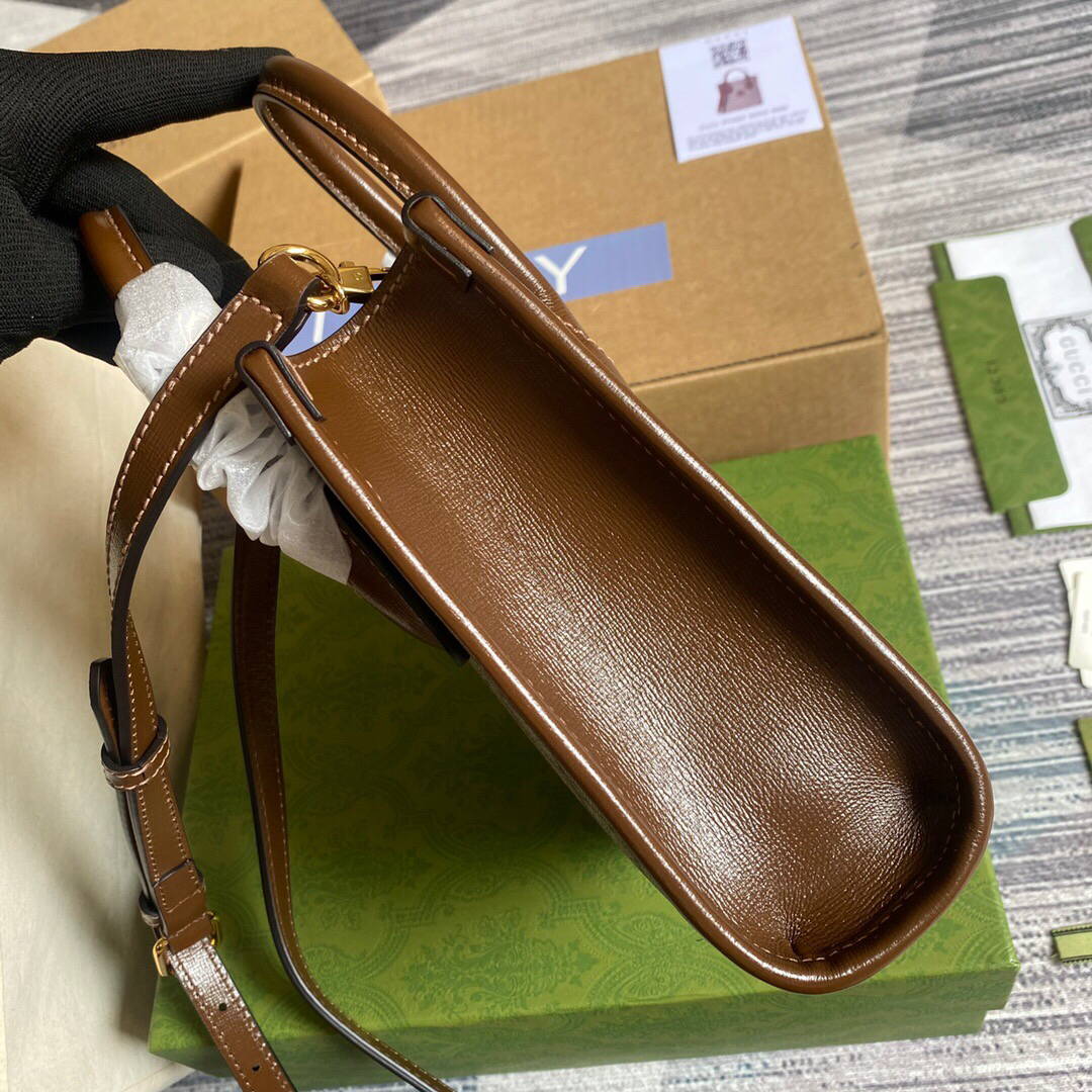 Gucci 671623 Mini Tote Bag With Lnterlocking G Brown - Default Title - View 3