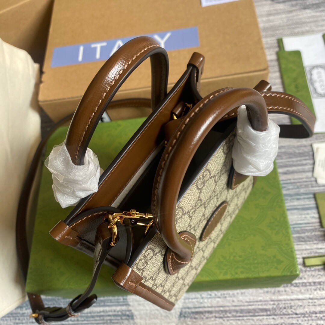 Gucci 671623 Mini Tote Bag With Lnterlocking G Brown