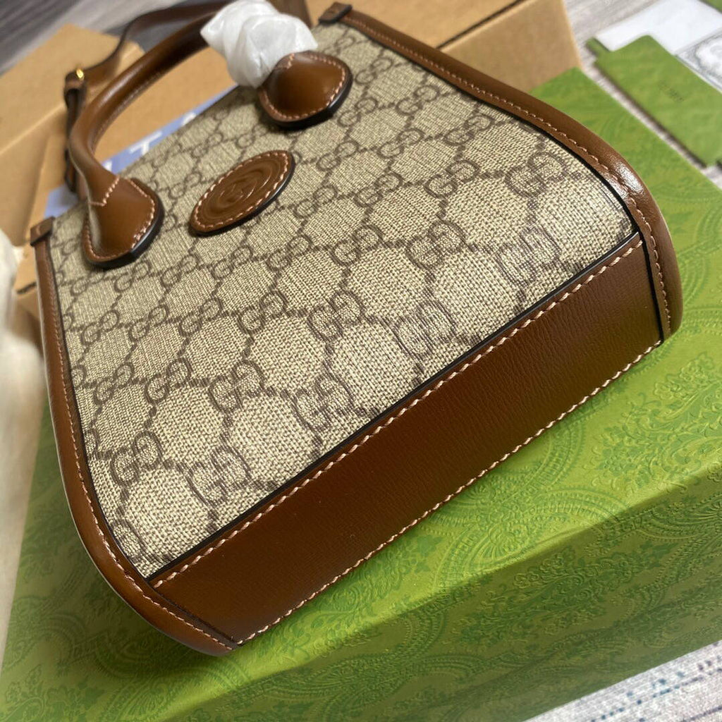 Gucci 671623 Mini Tote Bag With Lnterlocking G Brown