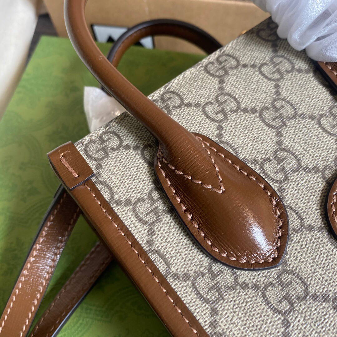 Gucci 671623 Mini Tote Bag With Lnterlocking G Brown - Default Title - View 8