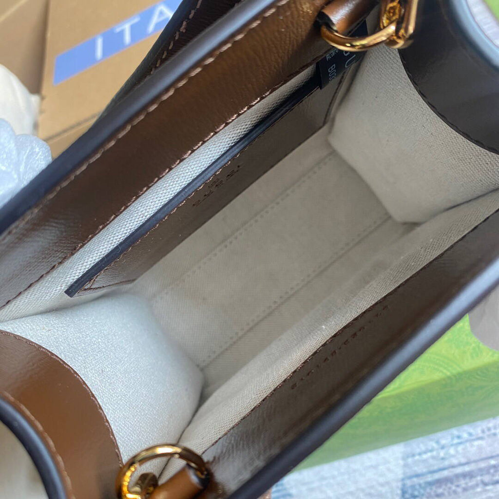 Gucci 671623 Mini Tote Bag With Lnterlocking G Brown