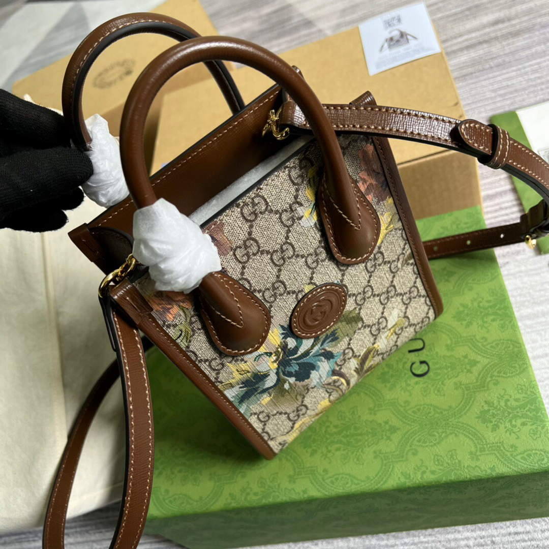 Gucci 671623 Mini Tote Bag With Lnterlocking G Brown