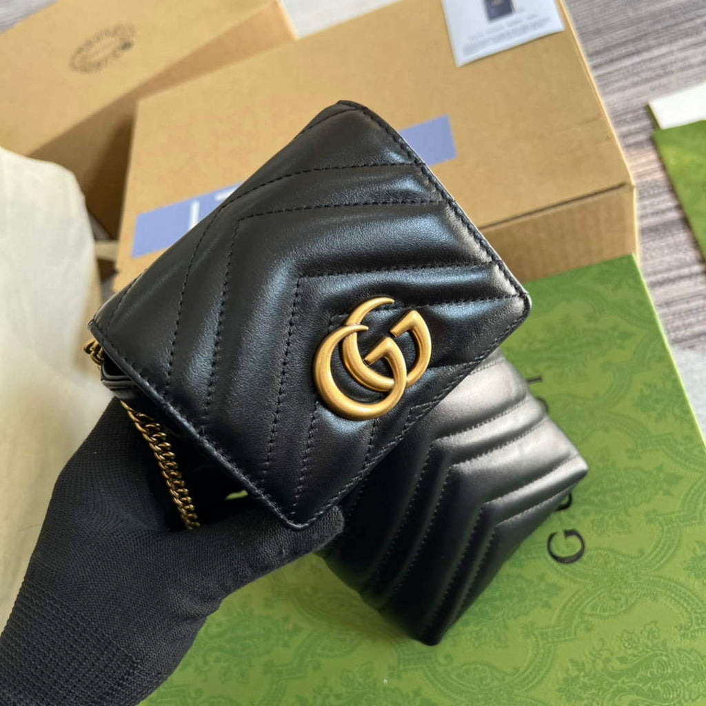 Gucci 672251 GG Marmont matelass¨¦ Mini IPhone bag black