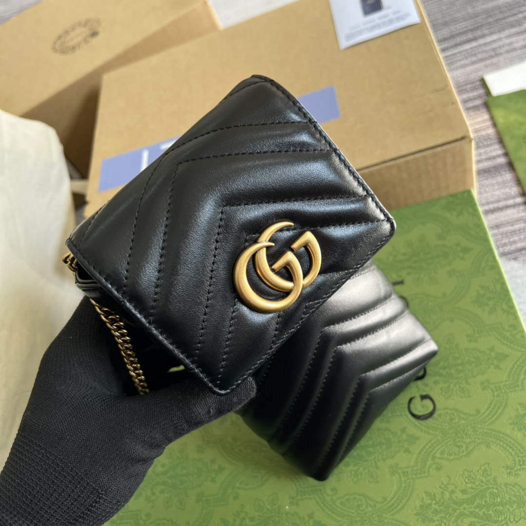 Gucci 672251 GG Marmont matelass¨¦ Mini IPhone bag black