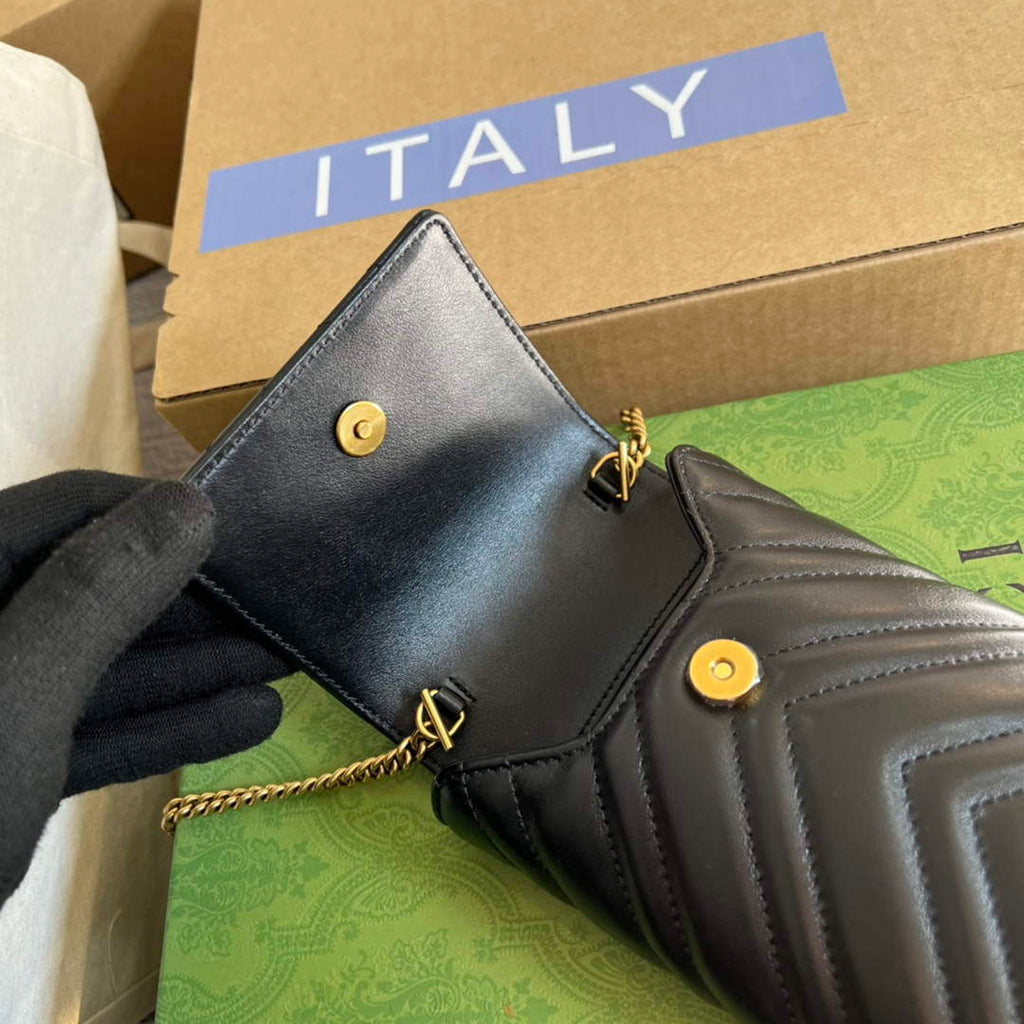 Gucci 672251 GG Marmont matelass¨¦ Mini IPhone bag black