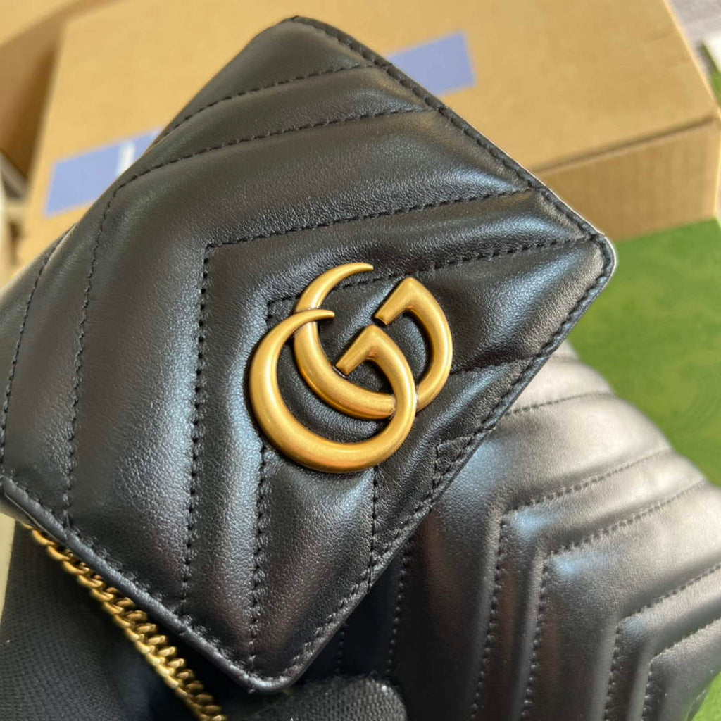 Gucci 672251 GG Marmont matelass¨¦ Mini IPhone bag black
