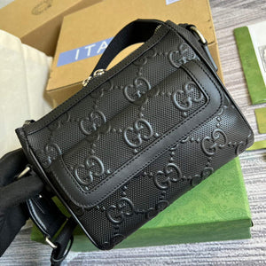 Gucci 674058 GG embossed messenger bag Black - Default Title - View 4