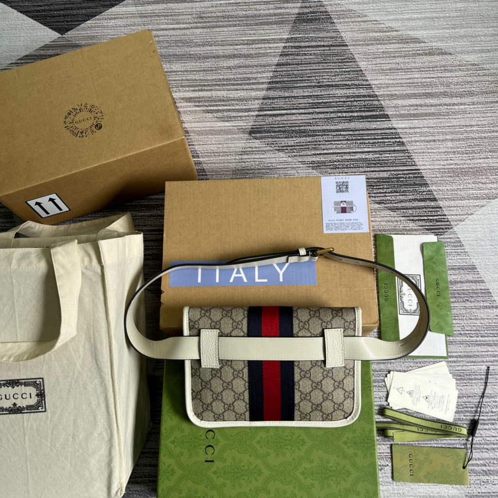 Gucci ?674081 Ophidia belt bag White