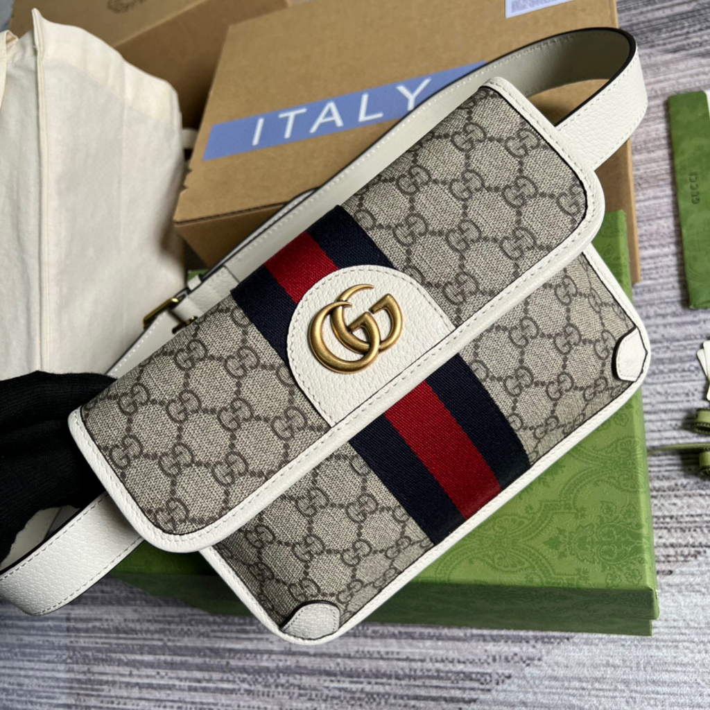 Gucci ?674081 Ophidia belt bag White