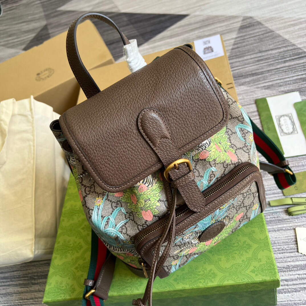 Gucci 674147 Backpack with Interlocking G Brown