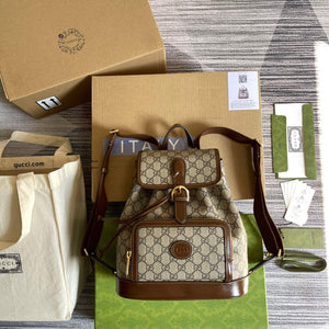 Gucci 674147 Backpack with Interlocking G Beige and ebony - Default Title - View 1