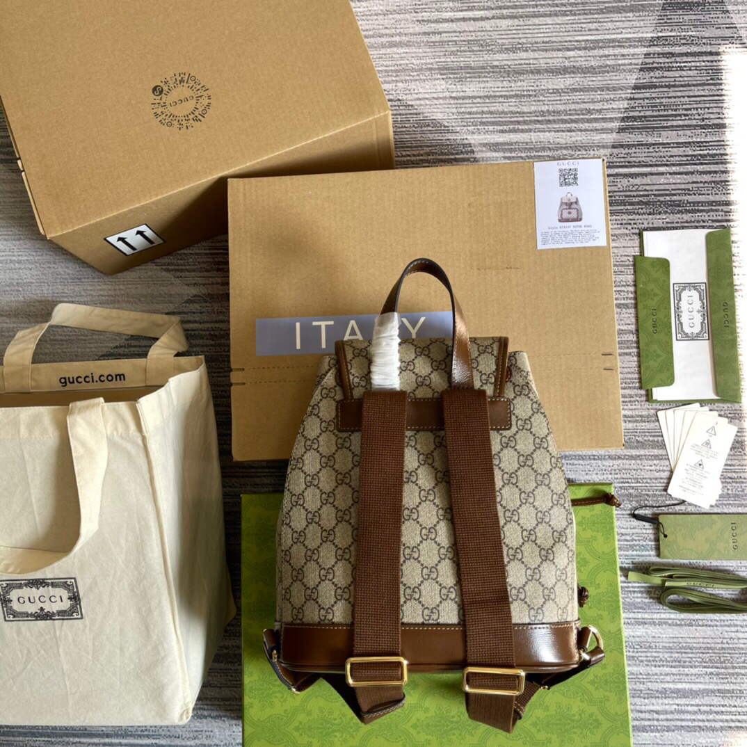 Gucci 674147 Backpack with Interlocking G Beige and ebony - Default Title - View 2