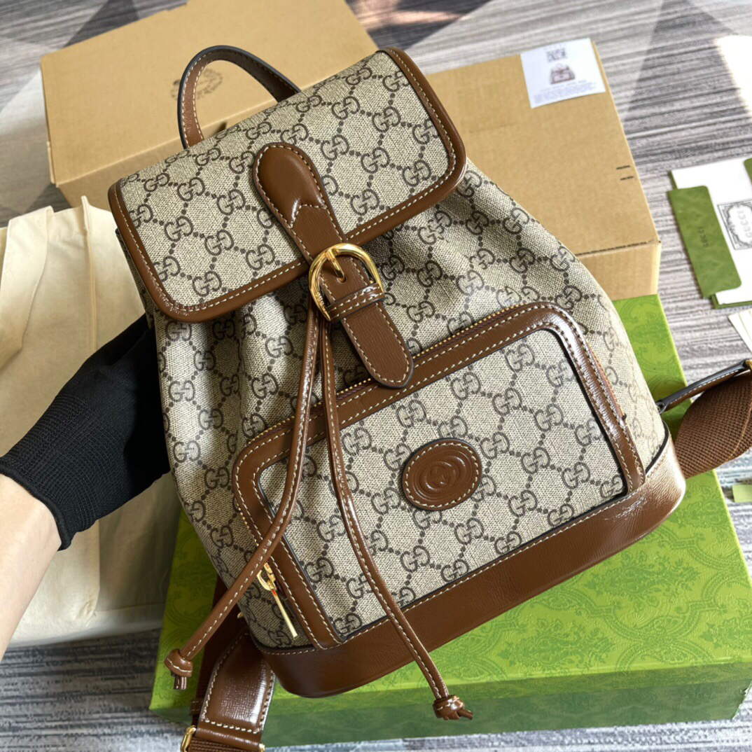 Gucci 674147 Backpack with Interlocking G Beige and ebony - Default Title - View 4