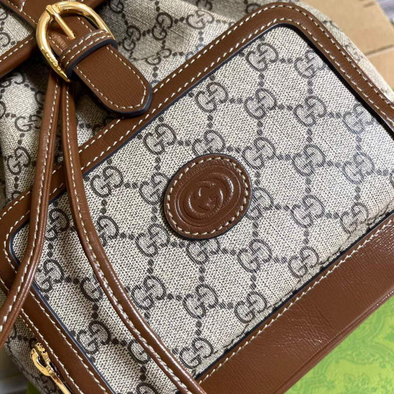 Gucci 674147 Backpack with Interlocking G Beige and ebony