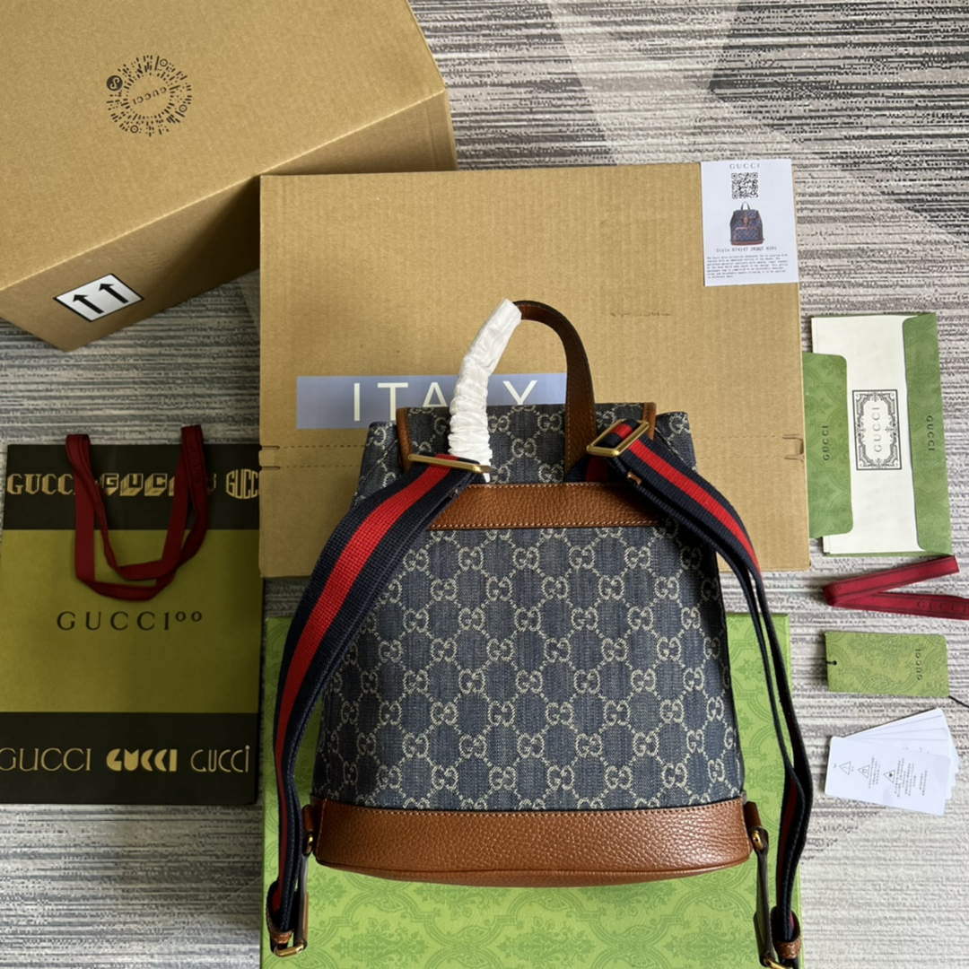 Gucci 674147 Backpack with Interlocking G Blue - Default Title - View 2