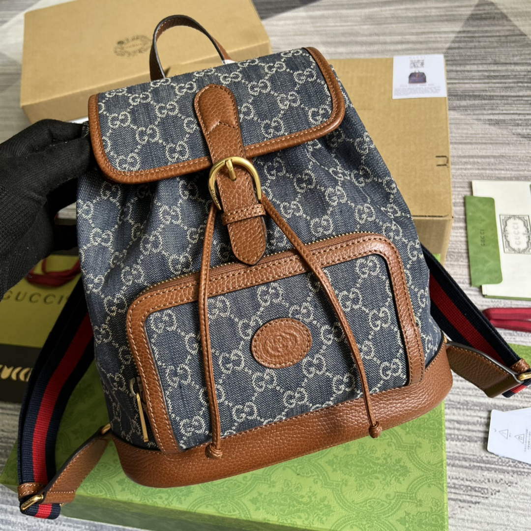 Gucci 674147 Backpack with Interlocking G Blue